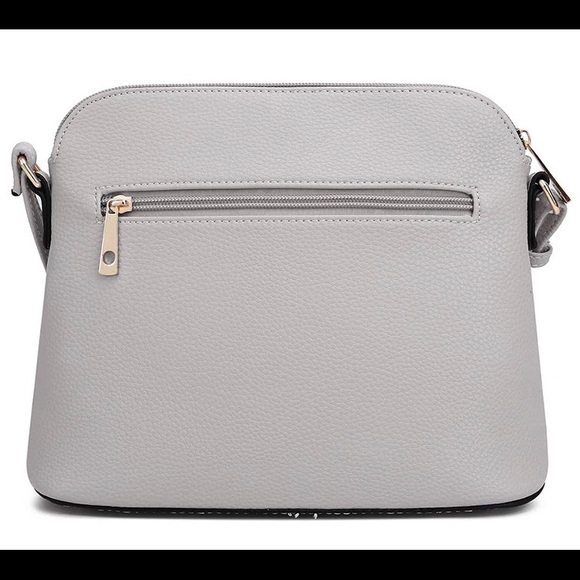 Gray, Medium Dome Crossbody Bag with Tassel - Picture 2 of 4